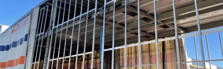 Galvanised steel gates fitted inside a tautliner
